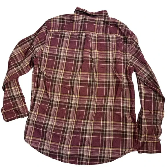 G.H. Bass & Co. Mens Large‎ Burgundy Plaid Button Up Long Sleeve Casual Shirt - Picture 6 of 8